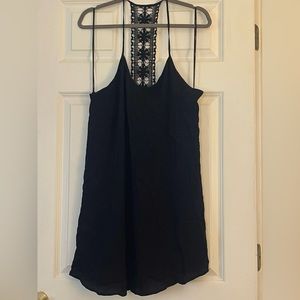 Black embroider racerback mini dress